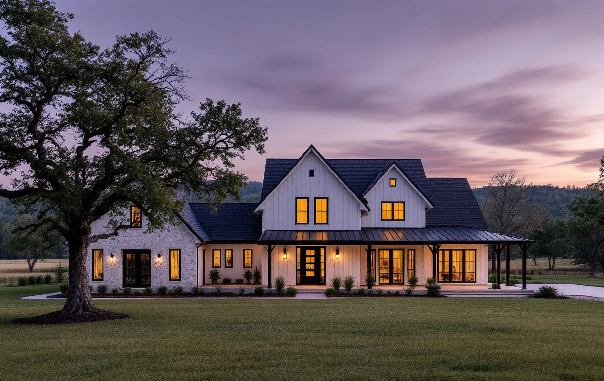 Custom hill country home behind a gated entry with oak meadows and generous spacing between homes