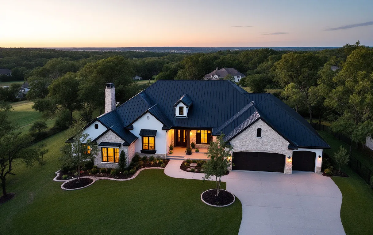 Established golf-course community streets with mature trees and custom homes on large lots