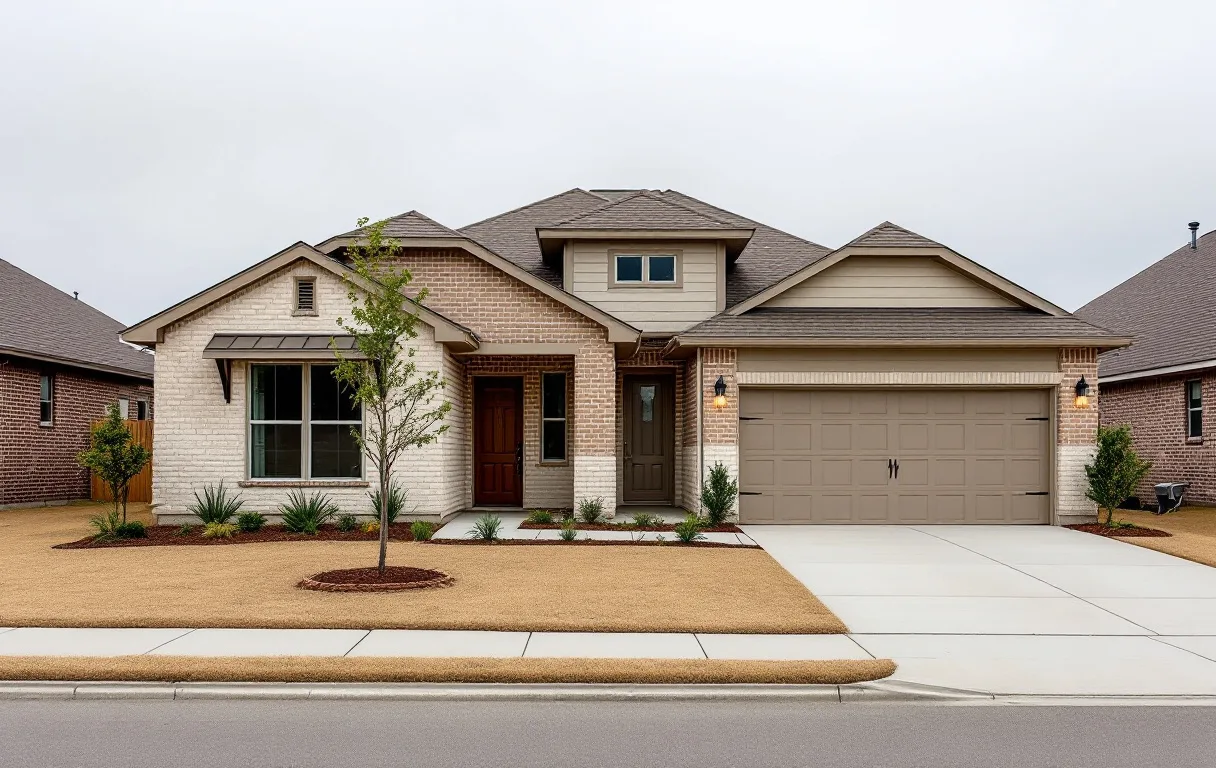 Front-porch homes with picket details on narrow lots along a tree-lined street, mature trees in the older sections