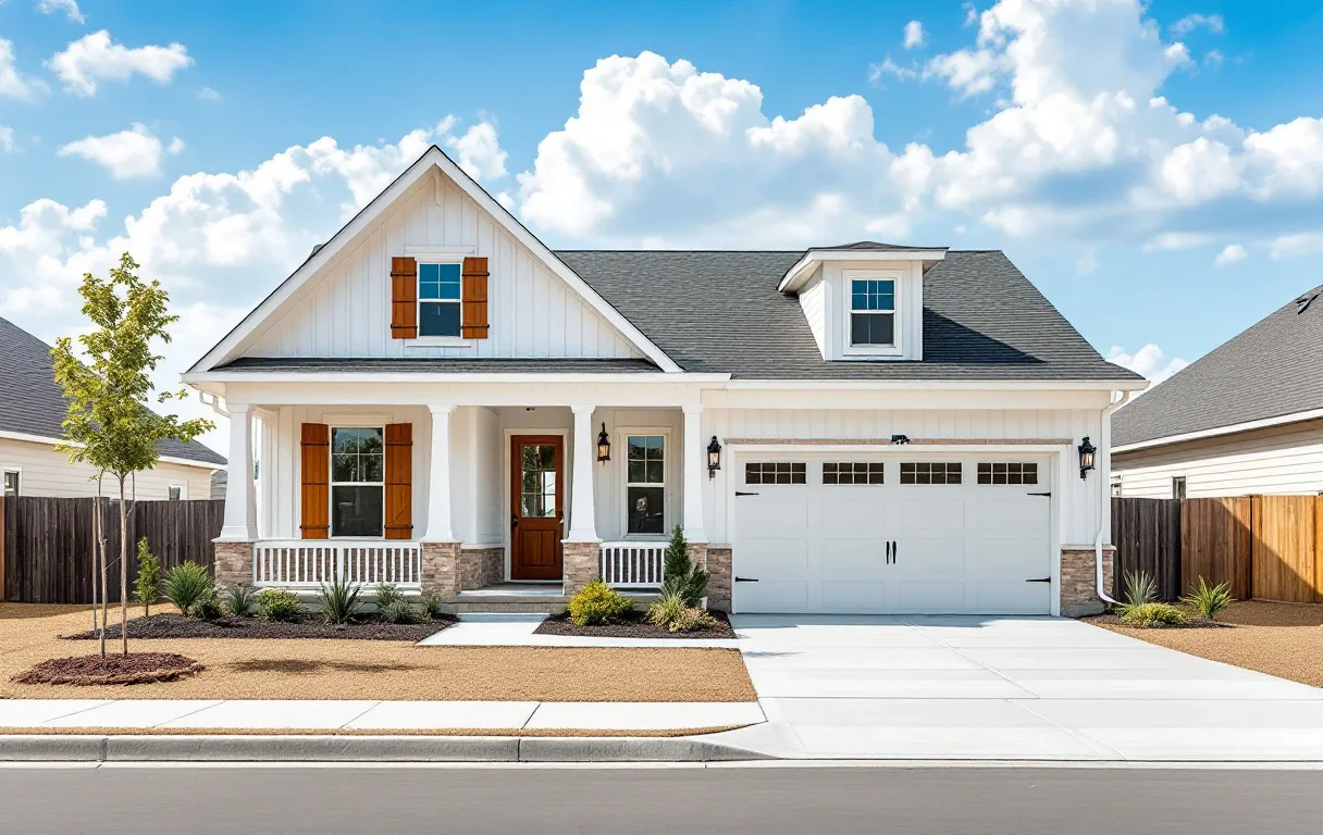 Single-story homes on tidy suburban lots along a golf course edge, mature landscaping and wide sidewalks