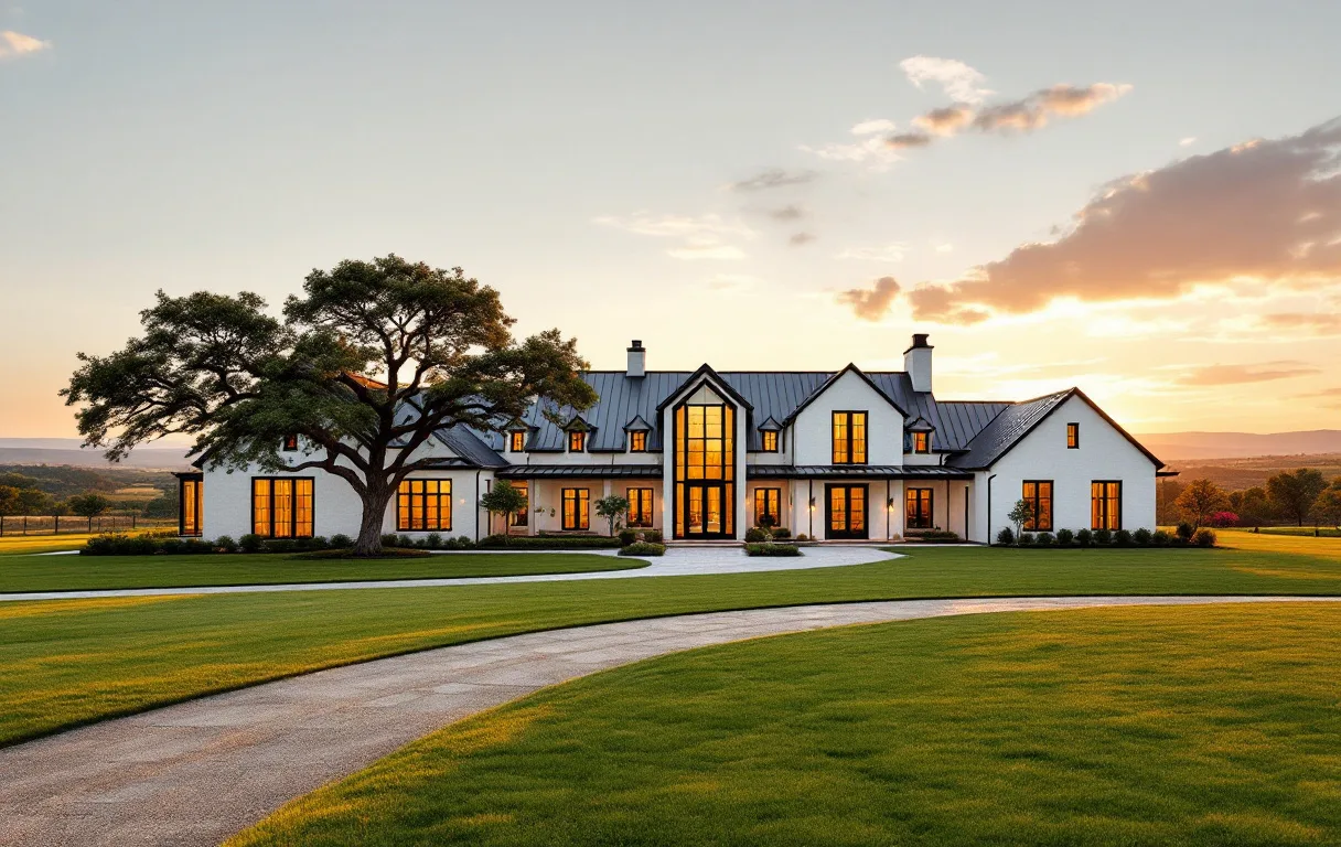 Custom limestone home on a wooded one-acre lot with hill country terrain behind it